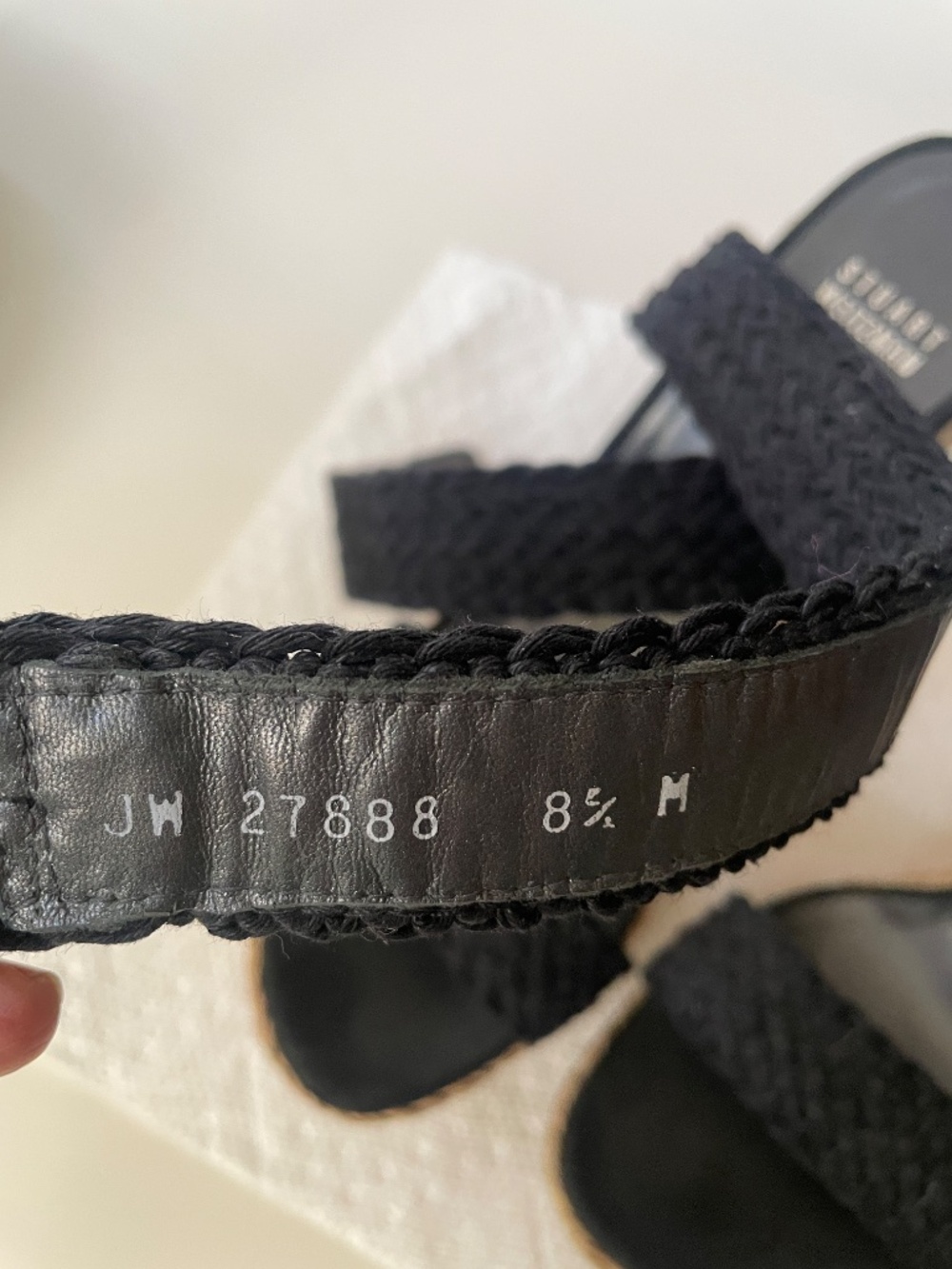 Stuart Weitzman Alexlo Crochet braided Black Wedge Sandals size 8.5 - Picture 6 of 11
